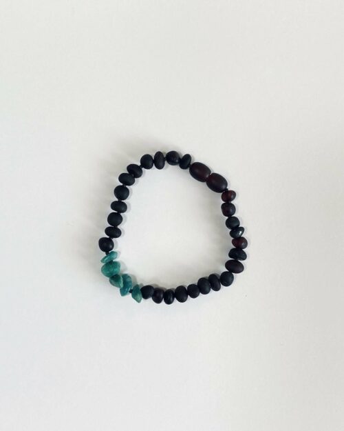 Raw Black Cherry Amber + Amazonite Chips