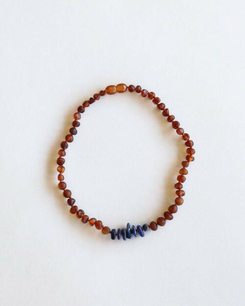 Raw Cognac Amber + Lapis Stone Chips