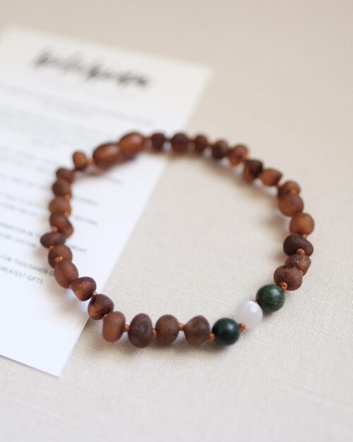 Raw Cognac Amber + African Jade + Moonstone