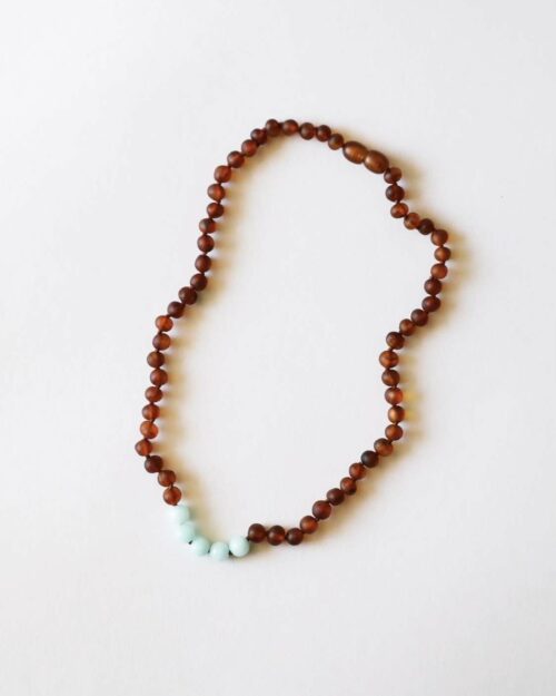 Raw Cognac Amber + Amazonite