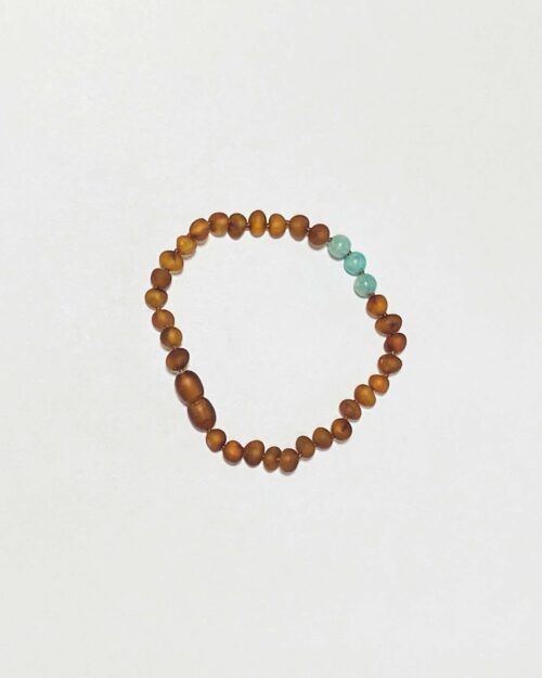 Raw Cognac Amber + Amazonite