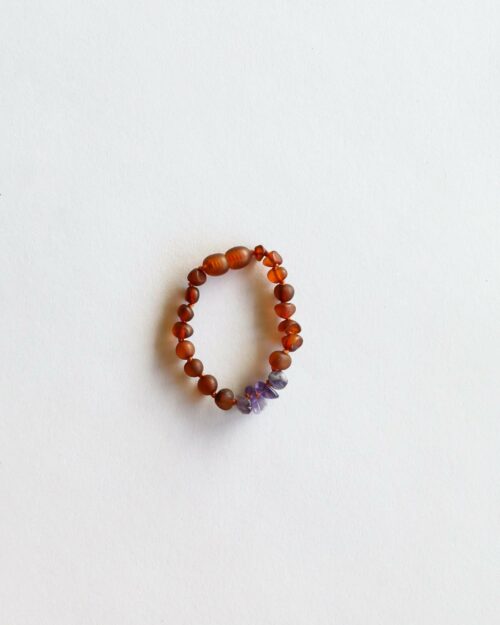Raw Cognac Amber + Amethyst Chips