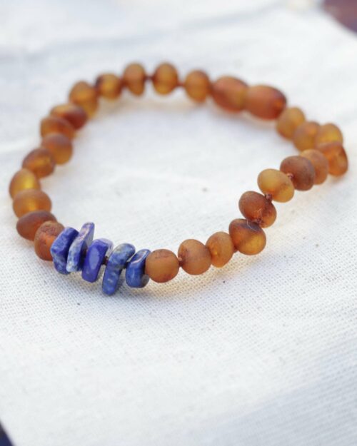 Raw Cognac Amber + Lapis Stone Chips