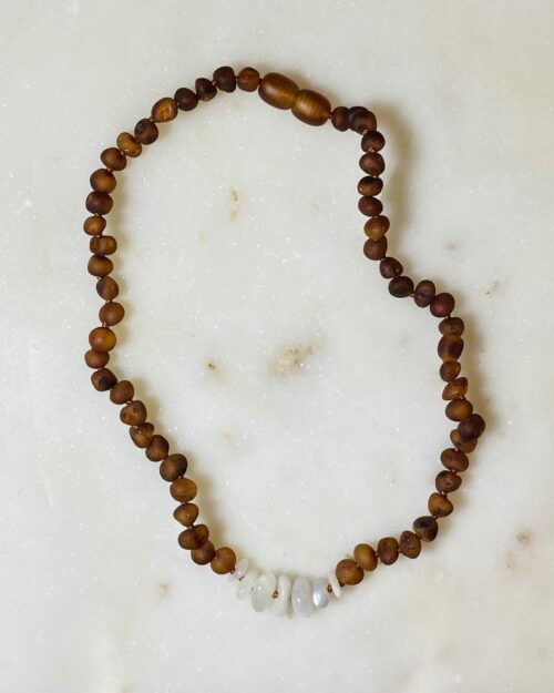 Raw Cognac Amber + Moonstone Chips