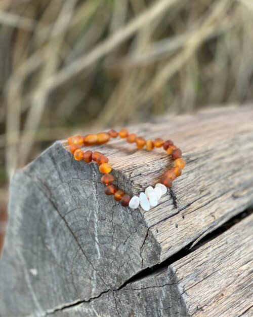 Raw Cognac Amber + Moonstone Chips