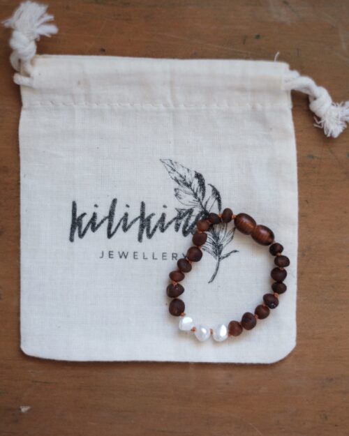 Raw Cognac Amber + Pearls