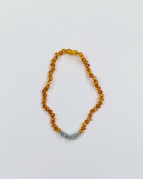 Raw Honey Amber + Aquamarine Chips