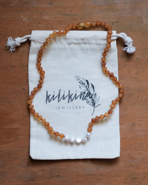 Raw Honey Amber + Pearls