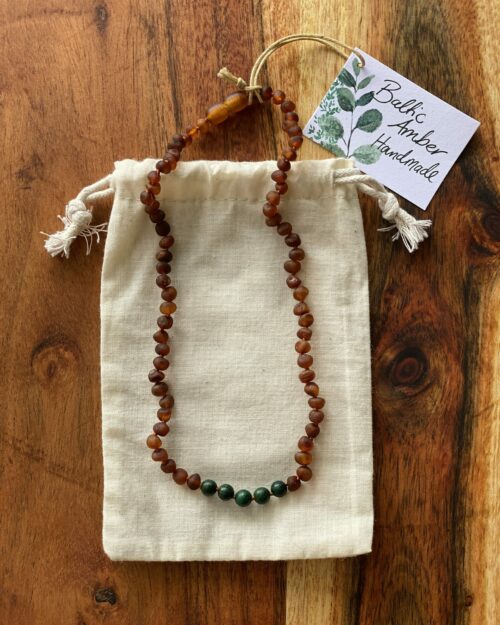 Raw Cognac Amber + African Jade