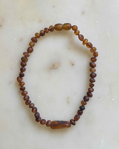 Raw Cognac Amber + Chunky Bead Necklace