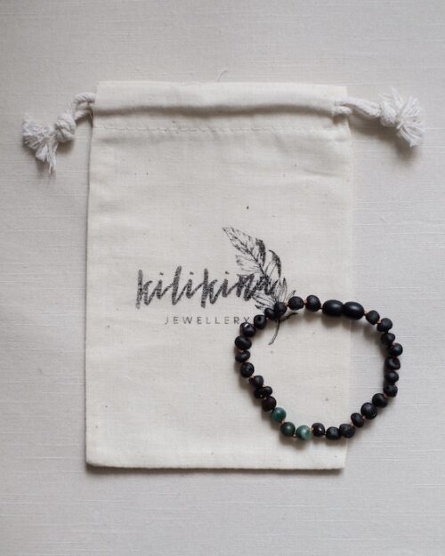 Raw Black Amber + African Jade