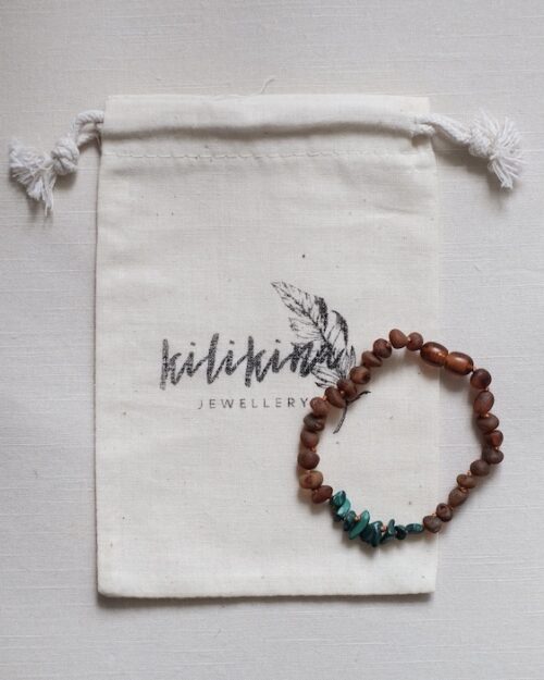 Raw Cognac Amber + Malachite Chips